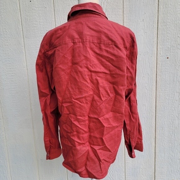 kate hill 100% linen rust colored button down blouse  wmns sz large - Picture 2 of 4